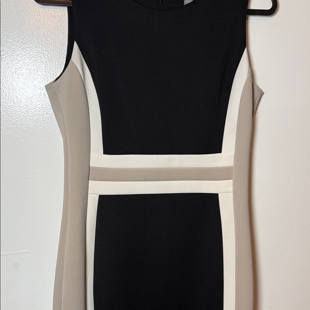Calvin Klein Black and Cream Mini Dress